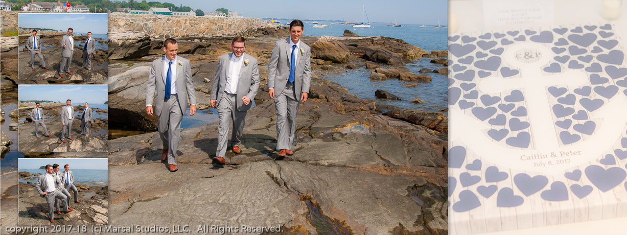 bridal party at beach