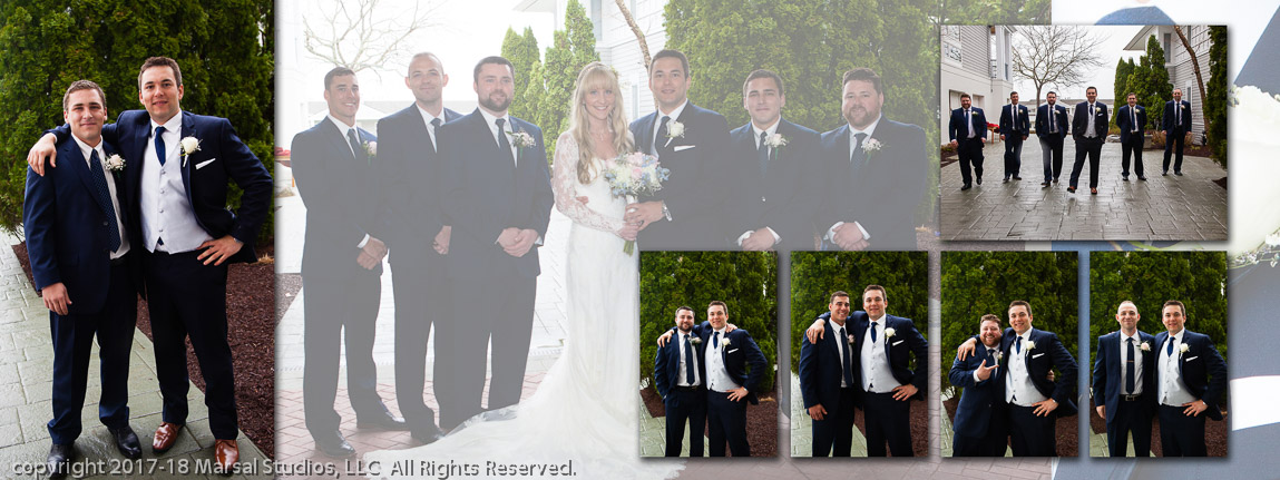 bridal party at beach